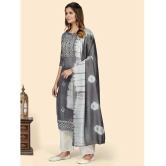 Vbuyz - Grey Chanderi Womens Straight Kurti ( Pack of 1 ) - None