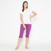 Women's Plain Knitted Capri - Purple Dahila XL