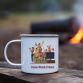 Indigifts Cricket Enamel Mug 250 ML|Unbreakable Coffee, Tea Cup|Watch Cricket Print|Safe For Kids|Drinking Tea Cup For Outdoor & Indoor|WHITE|