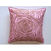 Decorative Rose Pattern Golden Beads Hand Embroidered Luxurious Cushion Cover Size 16x16