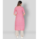 Vbuyz - Pink Cotton Womens Straight Kurti ( Pack of 1 ) - L