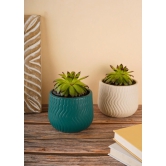 Essential Planter - White & teal