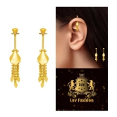 LUV FASHION Golden Stud Earrings ( Pack of 1 ) - Golden