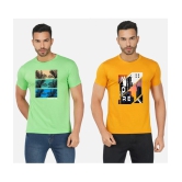 CHOZI Cotton Blend Regular Fit Printed Half Sleeves Mens T-Shirt - Multicolor ( Pack of 2 ) - None