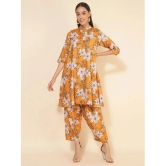 Janasya Womens Mustard Moss Floral Printed Co-Ord Set - None