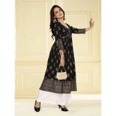 Rangita Women Rayon Black Embellished Calf Length Anarkali Kurti - None