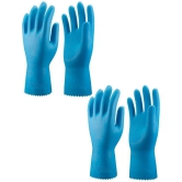 HOMETALES Multi-Purpose Silicon Gloves for Washing & Home Cleaning,Assorted (2 Pairs)