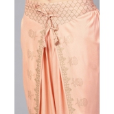 Peach-Coloured & Grey Printed Block Print Top with Dhoti Pants