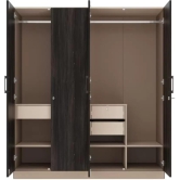 Wood 4 Door Wardrobe  (Finish Color - Frappe & Wyoming Maple with Shelves