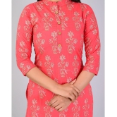 MAUKA Rayon Printed Straight Womens Kurti - Pink ( Pack of 1 ) - None