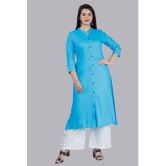 MAUKA - Blue Front Slit Rayon Women's Stitched Salwar Suit ( Pack of 1 ) - None