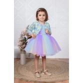 Childbird Multicolor Net Kids Party Dress With Flower Jacket-12-18 Month