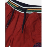 Boys Maroon Striped Waist Woven Shorts - None