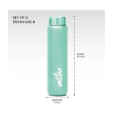 Milton Aqua 1000 Stainless Steel Water Bottle Set of 4, 950 ml Each, Light Green - Multicolour