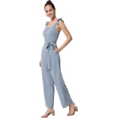 ALL WAYS YOU Women jumpsuit Poly Crepe fabric with Sleeveless & U Neck Blue XXL