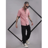 Paul Street Polyester Slim Fit Self Design Half Sleeves Mens Casual Shirt - Pink ( Pack of 1 ) - None