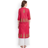 Women Pink Block Print Kurta with Jacket