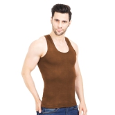 NRG Mens Sleeveless Colour Cotton Vest  ( Pack of 1 Light Brown ) G23