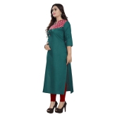 Rangrasiya - Green Cotton Women's Straight Kurti ( Pack of 1 ) - XL