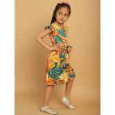 MINI & MING Girls Floral Print Cold-Shoulder Fit & Flare Dress