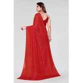 ANAND SAREES Satin Self Design Saree Without Blouse Piece - Red ( Pack of 1 ) - Red