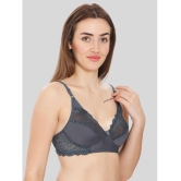 ILRASO - Dark Grey Lace Non Padded Women's T-Shirt Bra ( Pack of 1 ) - None