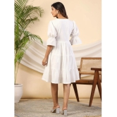 Juniper Cotton Embellished Knee Length Womens Fit & Flare Dress - White ( Pack of 1 ) - None