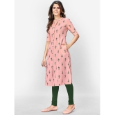 Vbuyz - Pink Cotton Womens Front Slit Kurti ( Pack of 1 ) - None