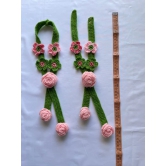 Hand Crafted Crochet Curtain Tiebacks Danglers Lt. Pink