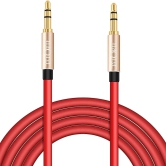 LA'FORTE 3.5 mm Super Male to Male Stereo Audio Aux Cable For Laptop, Smartphone, Television, 4.92 Feet (Red)