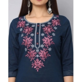 Alena Cotton Embroidered Straight Womens Kurti - Blue ( Pack of 1 ) - None