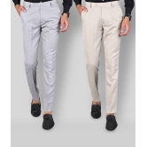 MANCREW - Beige Polycotton Slim - Fit Men's Formal Pants ( Pack of 2 ) - None