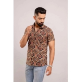 Frionkandy 100% Cotton Regular Fit Printed Half Sleeves Mens Casual Shirt - Brown ( Pack of 1 ) - None