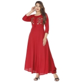 JC4U - Red Rayon Womens A- line Dress ( Pack of 1 ) - 2XL