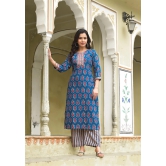 Aqua Blue color Simple and Beautiful Kurta set With Bottom and Dupatta-XL