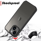 iPhone 14 Back Cover Case Metal Camera Guard Acrylic Clear - Black