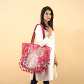 Rajasthani Embroidered Shoulder Bag, Pure Cotton Shoulder Bag With Handmade Beautiful Patchwork