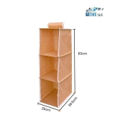 SH.NASIMA - Non-Woven 3 Shelf, Engineered Wood Wardrobe / Cloth Hanging Organizer (Beige)