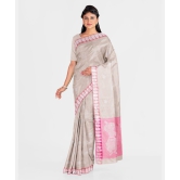 Handwoven Beige Pink Silk Saree