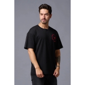 Never Give Up (in Red) Printed Black Oversized T-Shirt for Men XXL