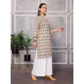 Rangita Women Rayon Cream Printed Knee Length Straight Kurti - None