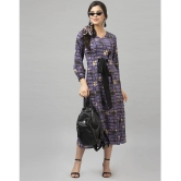 Selvia Crepe Printed Knee Length Womens A-Line Dress - Purple ( Pack of 1 ) - None