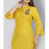 JC4U - Yellow Rayon Womens Straight Kurti - M