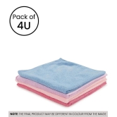 HOMETALES 260 GSM Microfiber Cloth For Car and Motorbike Cleaning Automobile Car accessories ( Pack of 4) - Assorted Color 40x40 cms