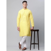 Jompers Mens Embroiderd Kurta Pajama-S / Yellow