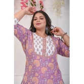 Swasti Cotton Printed Straight Womens Kurti - Purple ( Pack of 1 ) - None