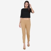 Women's Cotton Formal Trousers - Beige Beige 3XL