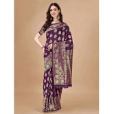 LEELAVATI Banarasi Silk Embellished Saree With Blouse Piece - Purple ( Pack of 1 ) - Purple