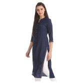 Anahi - Blue Rayon Women's Front Slit Kurti - S