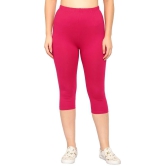 Diaz Pink Cotton Lycra Solid Capri - Single - S